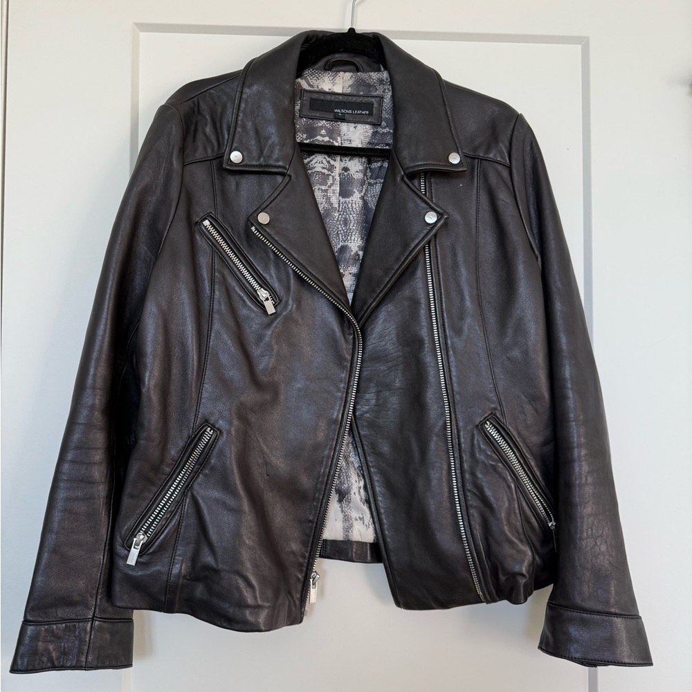 Wilsons Leather Black Moto Jacket